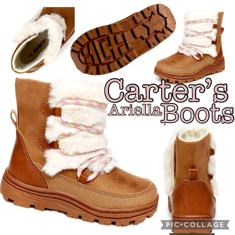 NWOT Carter’s Ariella Faux-Fur High-Traction Lug Sole Little Kids Winter Boots